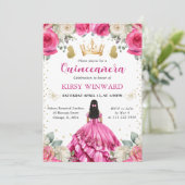 ピンクドレスブラックヘアプリンセスキンセアニェラ 招待状 (スタンド正面)