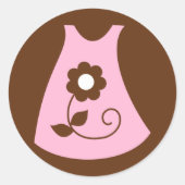 ピンクドレスベビーシャワー ラウンドシール (正面)