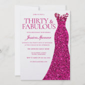 ピンクドレス30歳と素敵な30歳の誕生日 招待状 (正面)
