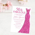 ピンクドレス50th誕生日パーティー50 & Fabulous 招待状<br><div class="desc">ピンクドレス50thバースデーパーティー50&素晴らしい招待状私たちの店の招待と一致する項目へのバリエーション</div>