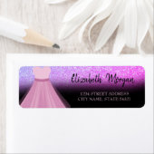 ピンクドレス、グリッター《写真》ぼけ味、ブラック住所 シール (インサイチュ)