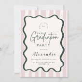 ピンクドードルウェーブフレームの卒業 招待状 (正面)