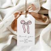 ピンクドードルボウベビーガール1st誕生日メッセージカード ギフトタグ