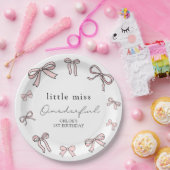 ピンクドードルボウベビーガール1st誕生日 ペーパープレート (パーティー)