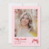 ピンクドードル卒業パーティー招待状 お洒落 招待状 (裏面)