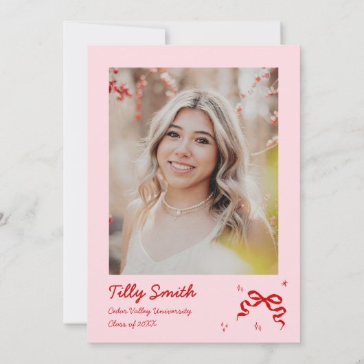 ピンクドードル卒業パーティー招待状 お洒落 招待状 (裏面)