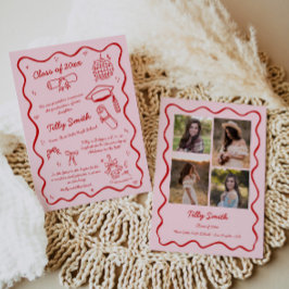 ピンクドードル卒業発表女子4枚 案内状