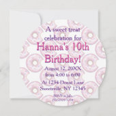 ピンクドーナッツバースデーパーティーラウンド招待状 招待状 (裏面)