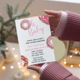 ピンクドーナッツベビーシャワー招待状 招待状