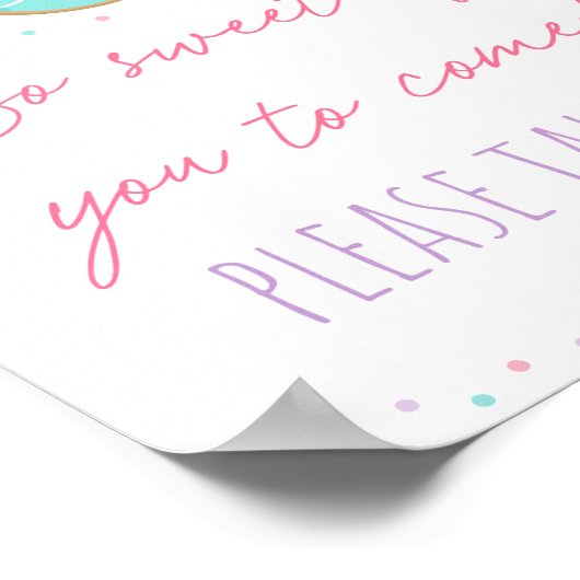 ピンクドーナツそう甘い誕生日の好意サイン ポスター (角)