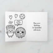 ピンクドーナツとコーヒーハッピーバースデー パーソナライズされた カード (内部)