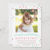 ピンクドーナツは誕生日の招待状を振りかけます 招待状 (正面)