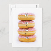 ピンクドーナツキャラクターの郵便はがきのタワー ポストカード (正面/裏面)