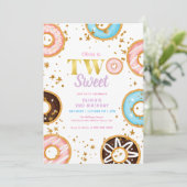 ピンクドーナツスウィートセカンドバースデー招待状 招待状 (スタンド正面)