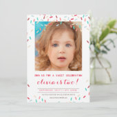 ピンクドーナツスプリンクルズ誕生日招待状 招待状 (スタンド正面)