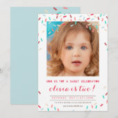 ピンクドーナツスプリンクルズ誕生日招待状 招待状 (正面/裏面)