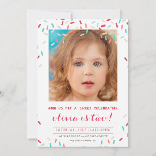 ピンクドーナツスプリンクルズ誕生日招待状 招待状