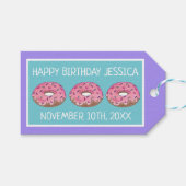 ピンクドーナツドーナツバースデーパーティーブレックファースト ギフトタグ (正面(横))