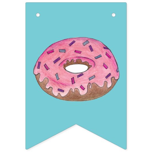 ピンクドーナツドーナツバースデーパーティーブレックファースト バンティングフラッグ (第2の旗)