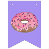 ピンクドーナツドーナツバースデーパーティーブレックファースト バンティングフラッグ (第1の旗)