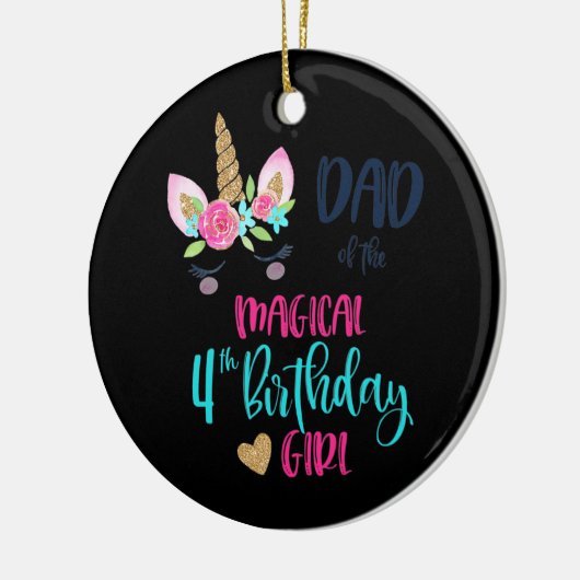 ピンクドーナツパパオブ誕生日ガールブデイパーティー セラミックオーナメント (左)