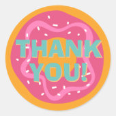 ピンクドーナツパーティーありがとう ラウンドシール (正面)