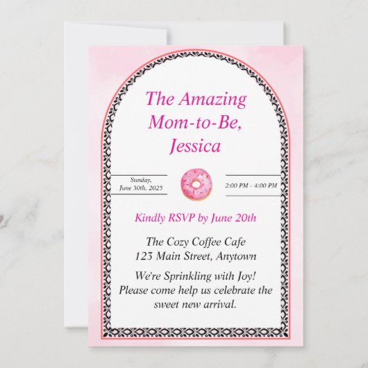 ピンクドーナツベイビースプリンクル カスタマイズできる招待状 招待状 (裏面)