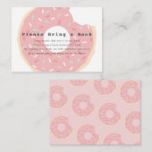 ピンクドーナツベビーシャワーは本を持って来ます エンクロージャーカード (正面/裏面)