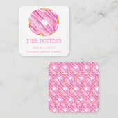 ピンクドーナツベーカリーデザートスモールビジネス スクエア名刺 (正面/裏面)