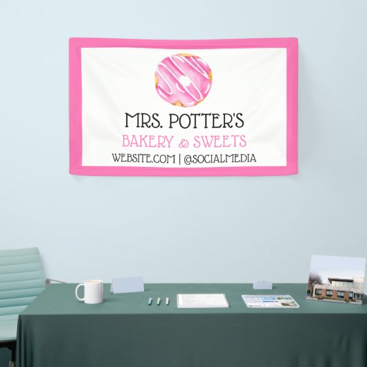 ピンクドーナツベーカリードーナツプロモーションドーナツ 横断幕 (トレードショー)