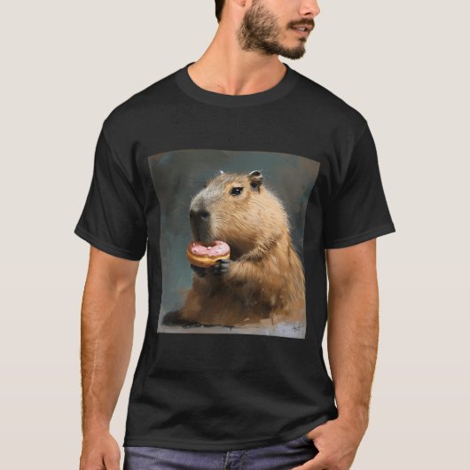 ピンクドーナツ付きカピバラ Tシャツ (正面)