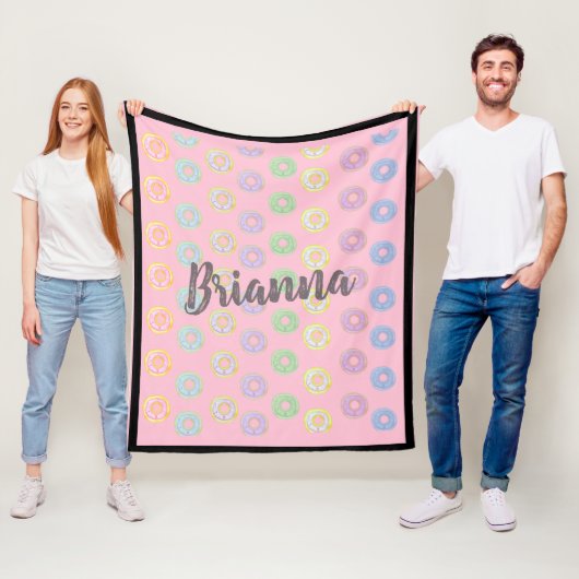 ピンクドーナツ名前をカスタムする中フリースブランケット フリースブランケット (インサイチュ)