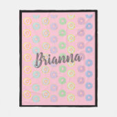 ピンクドーナツ名前をカスタムする中フリースブランケット フリースブランケット (正面)