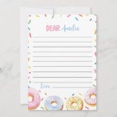 ピンクドーナツ女の子タイムカプセルノートメッセージカード サンキューカード (正面)