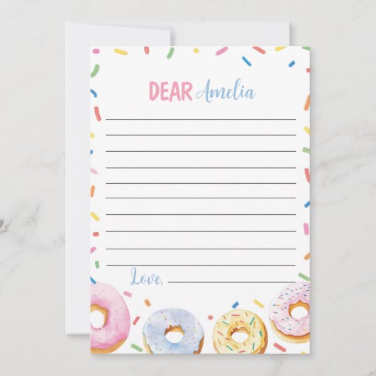 ピンクドーナツ女の子タイムカプセルノートメッセージカード サンキューカード (正面)
