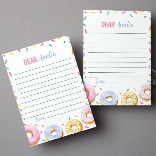 ピンクドーナツ女の子タイムカプセルノートメッセージカード サンキューカード