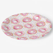 ピンクドーナツ振りかける1st誕生日パーティー ペーパープレート (アングル)