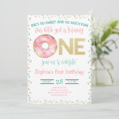 ピンクドーナツ水彩少女1st誕生日 招待状 (スタンド正面)