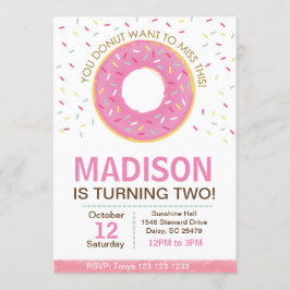 ピンクドーナツ誕生日の招待状 招待状