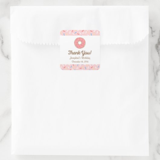 ピンクドーナツ誕生日シール スクエアシール (バッグ)