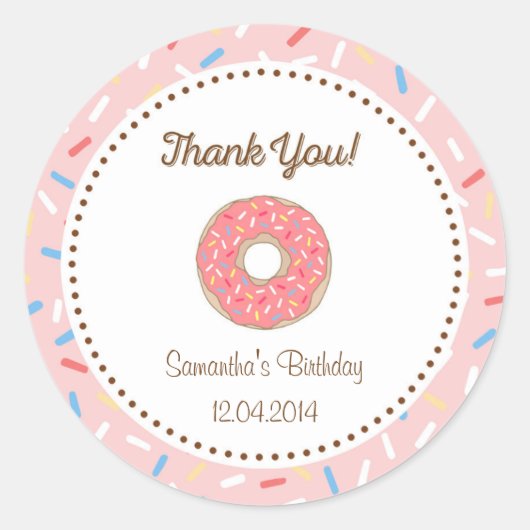 ピンクドーナツ誕生日シール ラウンドシール (正面)