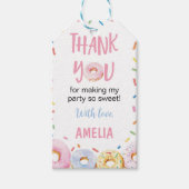 ピンクドーナツ誕生日パーティーありがとうラベル ギフトタグ (正面)