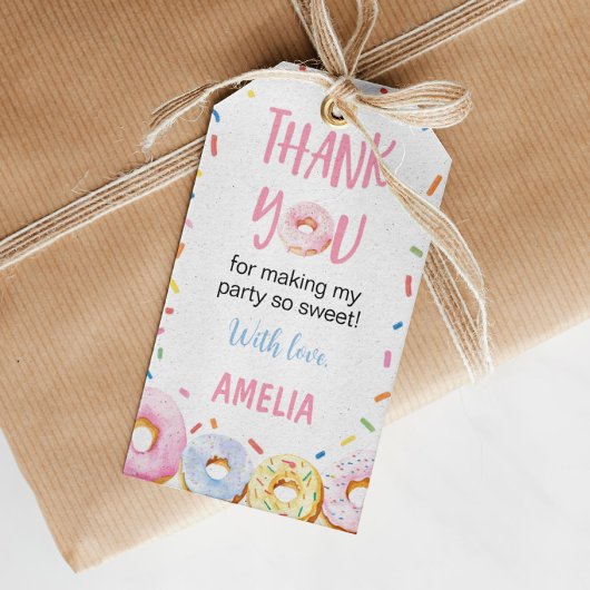 ピンクドーナツ誕生日パーティーありがとうラベル ギフトタグ