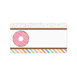 ピンクドーナツ誕生日パーティー ラベル