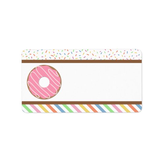 ピンクドーナツ誕生日パーティー ラベル (正面)
