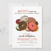 ピンクドーナツ誕生日パーティー 招待状 (正面)