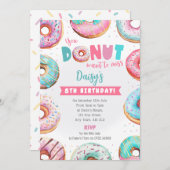 ピンクドーナツ誕生日招待状あなたが望み恋しく思る 招待状 (正面/裏面)