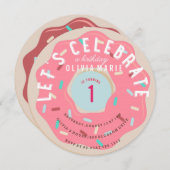 ピンクドーナツ誕生日招待状 招待状 (正面/裏面)