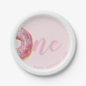 ピンクドーナツ誕生日 ペーパープレート (正面)