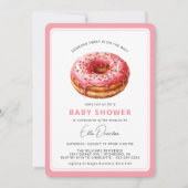 ピンクドーナツ |かわいいデザートテーマガールベビーシャワー 招待状 (正面)
